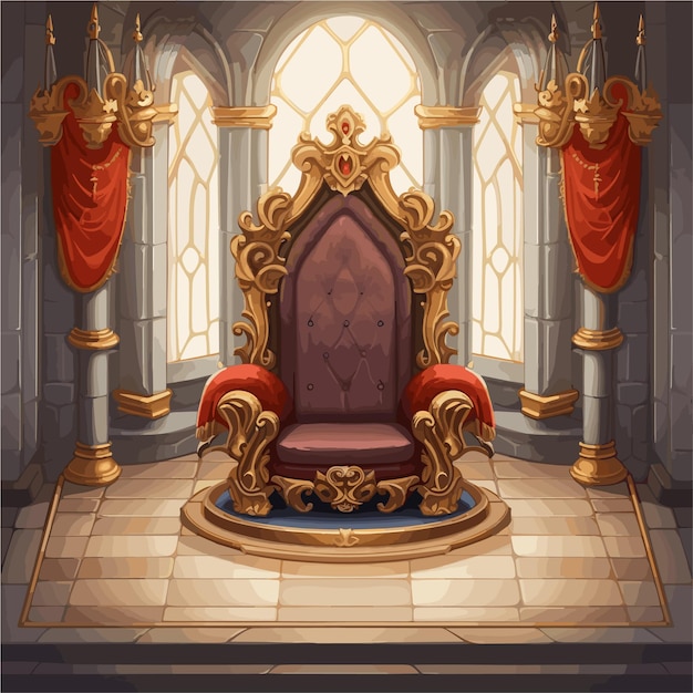 Vector un trono en el fondo del juego real del castillo
