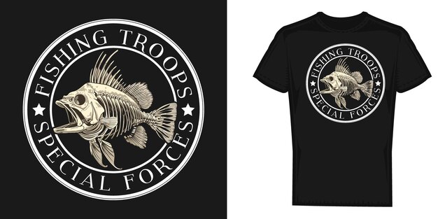 Tropas de pesca Fuerzas especiales Vector de diseño de camisetas de pesca divertidas