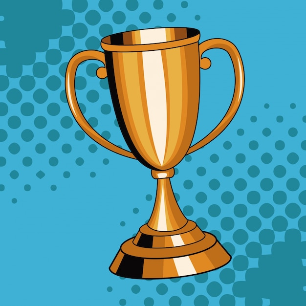 Vector trophy cup pop art cartoon