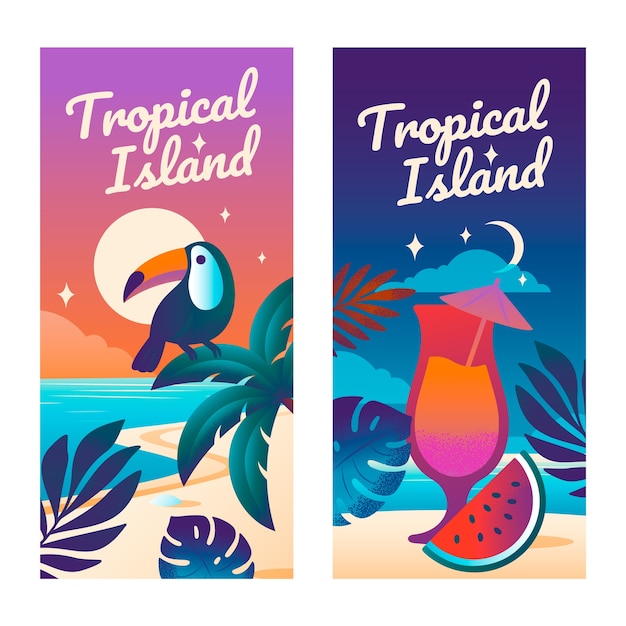 Tropical island paradise: summer vacation flyer and social media post