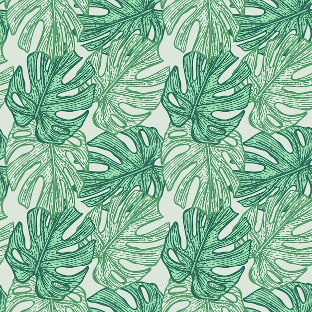 Vector tropical monstera hoja de patrones sin fisuras fondo de hojas de selva