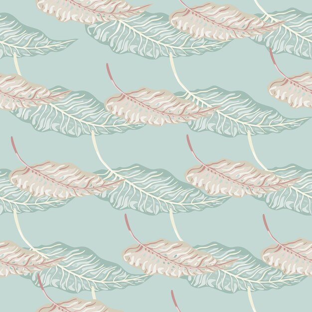 Tropical de patrones sin fisuras con hojas sobre fondo azul. Papel pintado de plantas de follaje botánico. Telón de fondo exótico hawaiano. Diseño para tela, estampado textil, envoltura, funda. Ilustración vectorial
