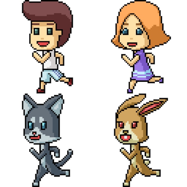 Trote de personajes de pixel art