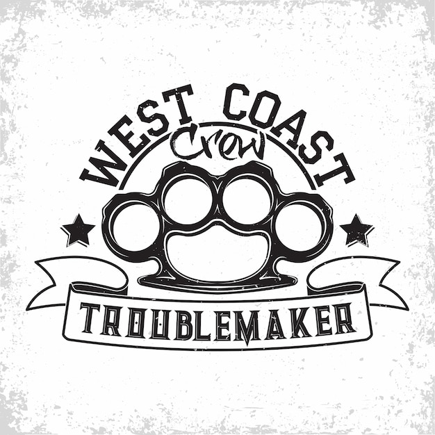 Troublemakers diseño de emblema vintage impresión grunge sello de duro en el vector de fondo whie