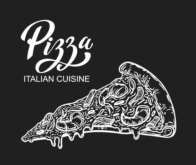 Un trozo de pizza Plantilla de diseño de menú de comida italiana Plantilla de menú de pizzería dibujada a mano