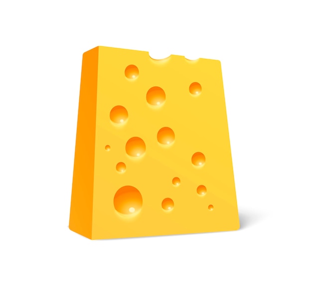 Trozo de queso en estilo realista aislado