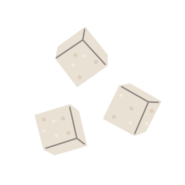 Trozos de tofu en estilo plano de dibujos animados lindo Ilustración vectorial de comida vegana