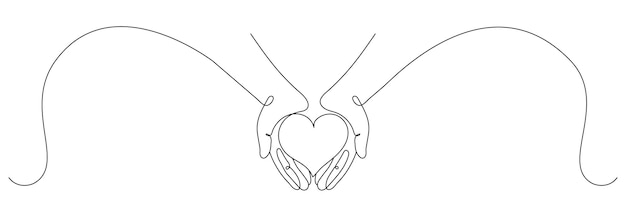 Trucado vectorial editable de Amor y Cuidado Concepto relacionado con el autismo Dibujo continuo de una línea Ilustración vectorial
