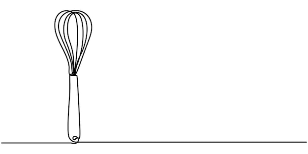 Trucador de cocina de una línea dibujo continuo herramientas de cocina continua ilustración de una línea