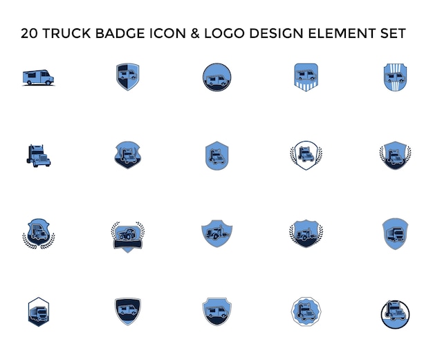 Truck badge icon logo design set