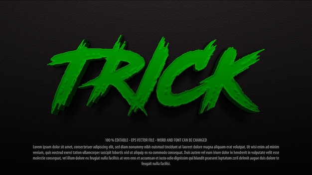 Vector truco de halloween estilo 3d efecto de texto editable