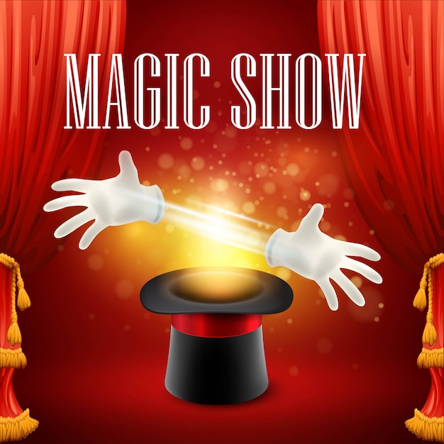 Truco de magia, rendimiento, circo, concepto de espectáculo. ilustración