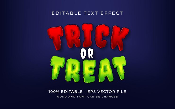 Vector truco o trato efecto de texto de halloween estilo efecto de texto editable