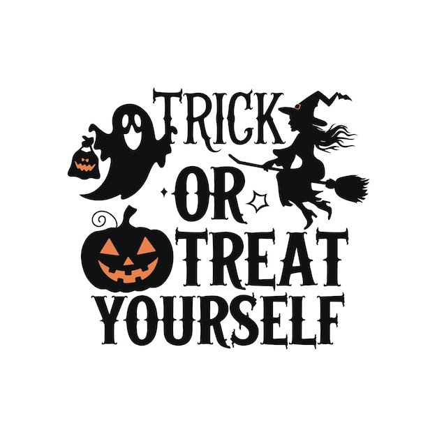 Truco o trato a ti mismo Halloween tipografía silueta arte vectorial