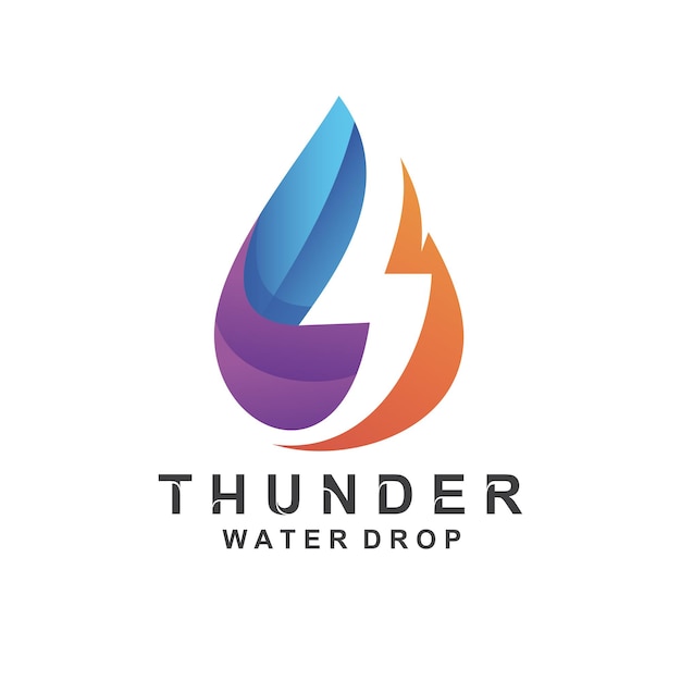 Trueno y gota de agua, diseño de logotipo de energía natural.