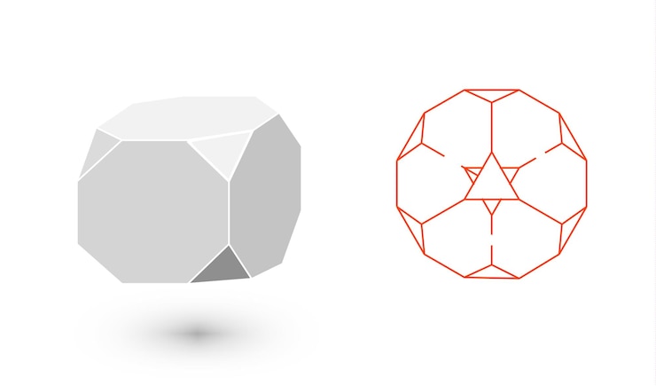 Vector truncated cube es una figura geométrica hipster moda diseño minimalista cuerpos sólidos de película truncated cube diseño plano ilustración vectorial línea de bellas artes ilustración vectorial