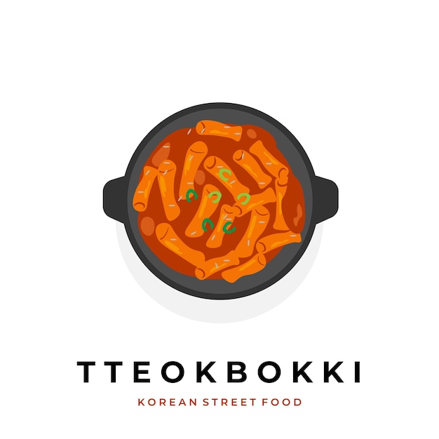 Tteokbokki en una ilustración de Vector de olla caliente