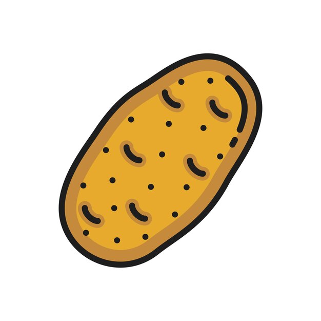 Tubérculo de patata aislado icono de comida bulbosa dulce
