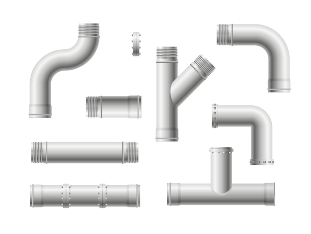 Tubería sin costuras. Sistema de plomería de ingeniería de agua y gas realista.