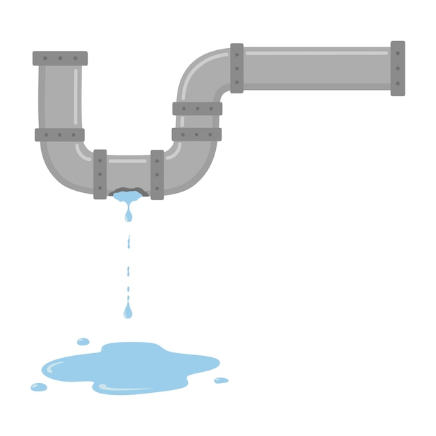 Tubería con fugas con agua corriente