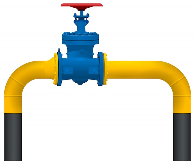 Vector tubería de gas tubería amarilla y válvula de gas grande