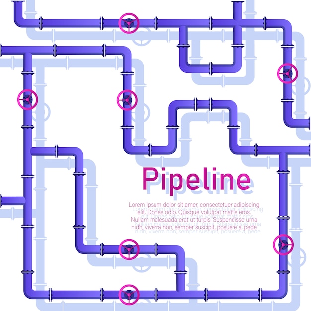 Vector tubería, válvula, conectores de tubería, medidores, detalles de tubería.