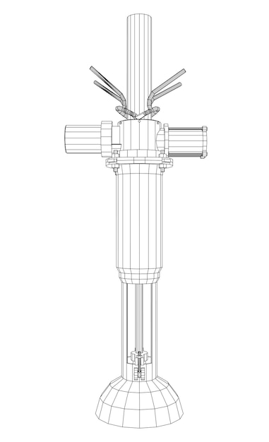 Tuberías automáticas de petróleo y gas con válvula aislada en blanco Ilustración de seguimiento de 3d