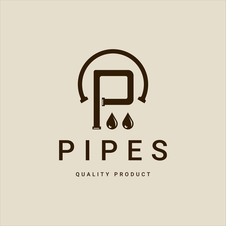 Vector tuberías logo letra p minimalista vector ilustración plantilla icono diseño gráfico fontanero industria signo o símbolo para fontanería