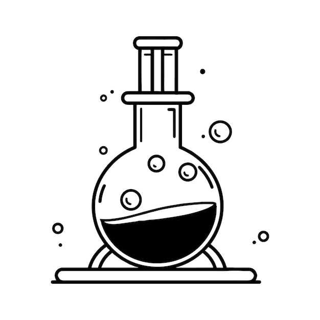 Tubo de ensayo de ciencia dibujado a mano en estilo garabato