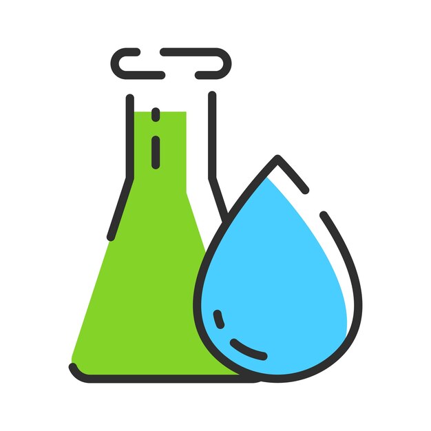 Tubo de ensayo con gota Icono de agua Ilustración vectorial minimalista