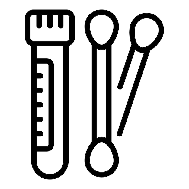 Tubo de ensayo hisopo icono contorno vector Madera estéril Oreja de plástico