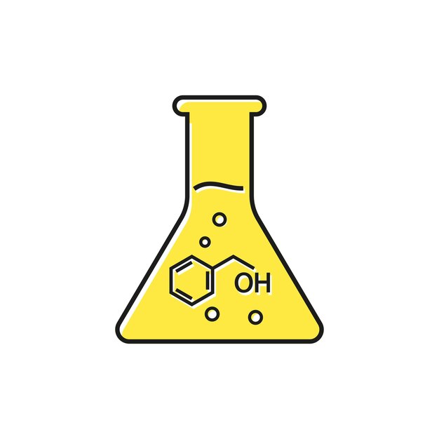 tubo de ensayo con icono plano del vector de la fórmula química