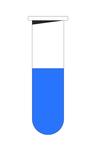 Tubo de ensayo con objeto de vector de color de línea plana líquida