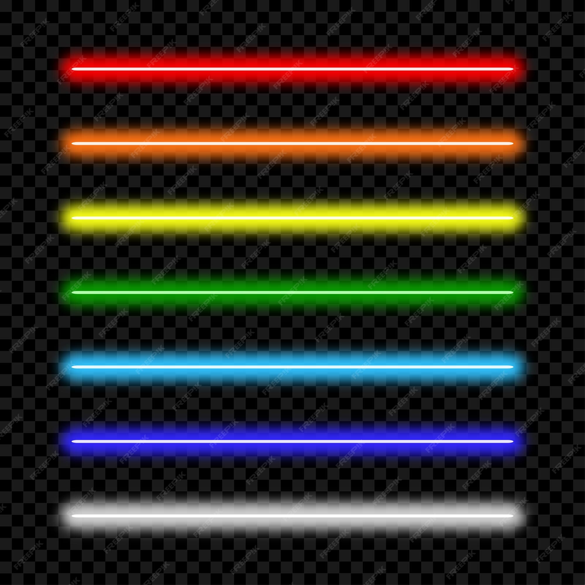 encima liberal Araña de tela en embudo Tubo de luz de neón. conjunto de lámpara de neón de colores. ilustración  vectorial. | Vector Premium