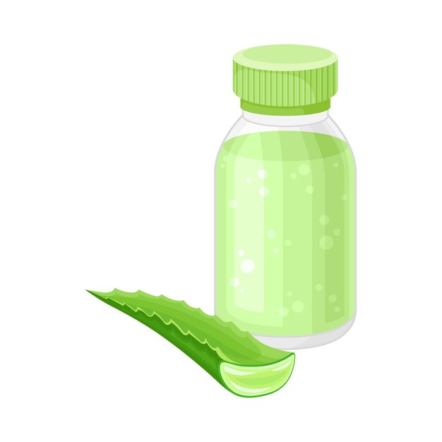 Vector tubo de producto cosmético con ilustración vectorial de ingredientes de aloe vera