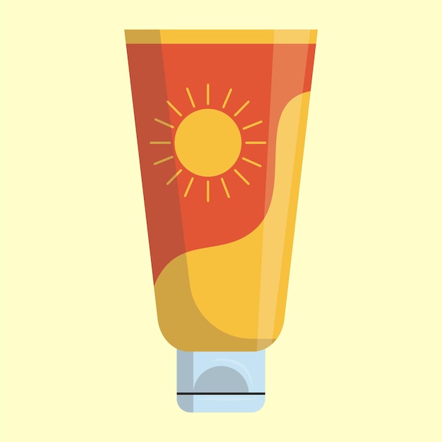 Tubo de protector solar con ilustración para la protección solar en verano