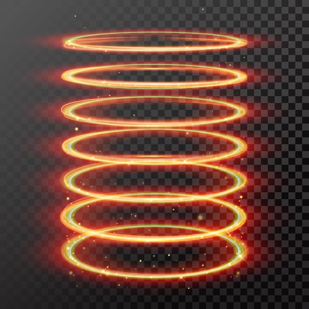 Tubo de resorte de círculo de rastro de luz de oro mágico de vector