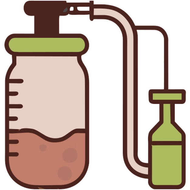 tubo de sifón de un carboy a otro icono contorno de colores