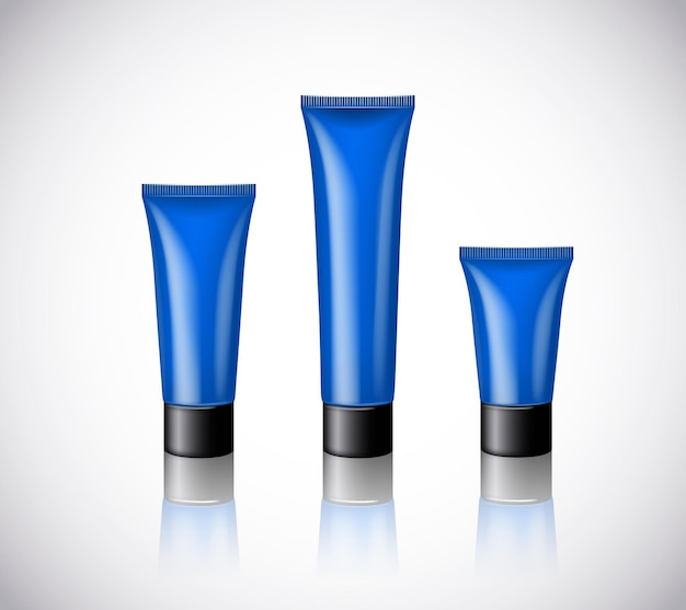 Tubos cosméticos en blanco azul para diseño Plantilla de marca aislada para publicidad