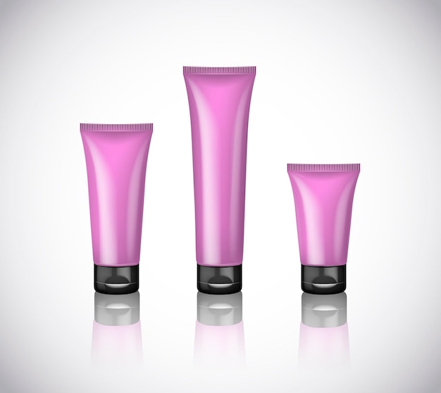 Tubos cosméticos en blanco rosa para diseño Plantilla de marca aislada para publicidad