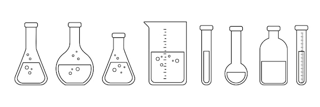 Tubos de ensayo de equipos de vidrio de laboratorio y matraz Cristalería de laboratorio para conjunto de vectores médicos o científicos