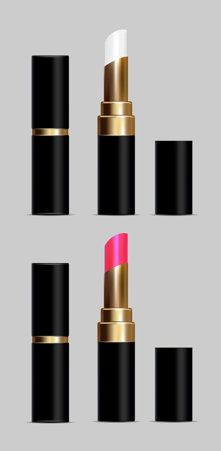 Vector tubos negros con lápiz labial de color.