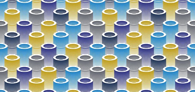 Tubos op art fondo vectorial sin costuras repetición de azulejos patrón de ilusión óptica textil o papel de envoltura telón de fondo o papel tapiz de sitio web