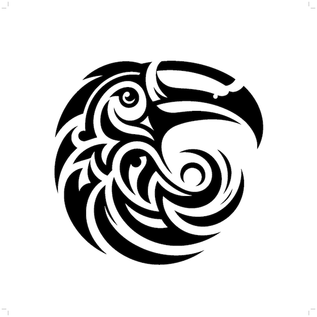 Tucán en el tatuaje tribal moderno arte de líneas abstractas de animales contorno minimalista vector