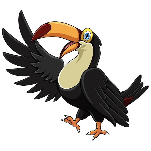 El tucano de dibujos animados agitando un ala
