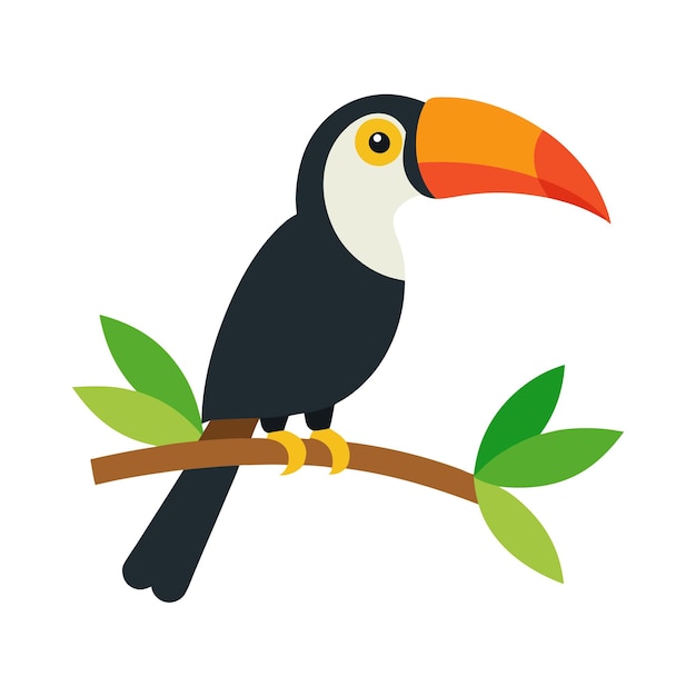 Un tucano sentado en la rama del árbol ilustración vectorial del icono con fondo blanco