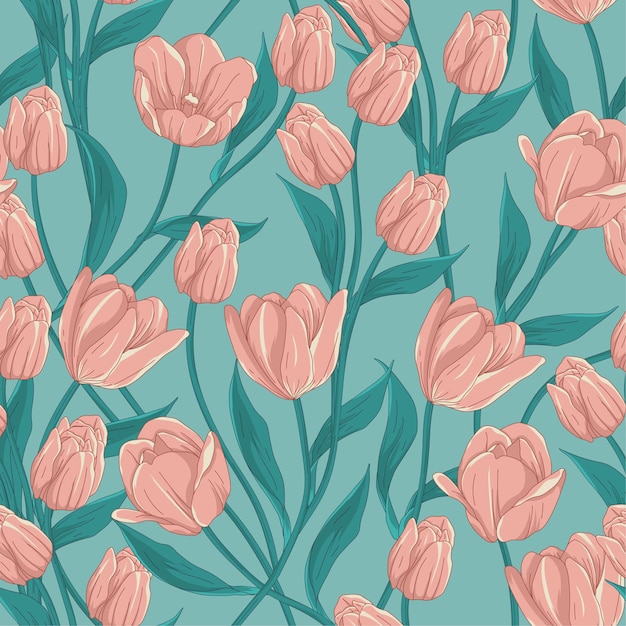 Vector tulipán, floral, seamless, patrón