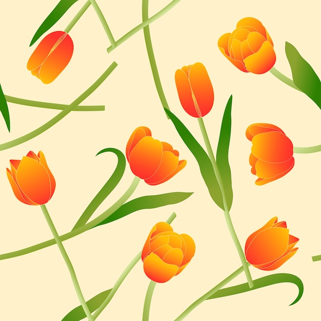 Vector tulipán naranja sobre fondo de marfil beige