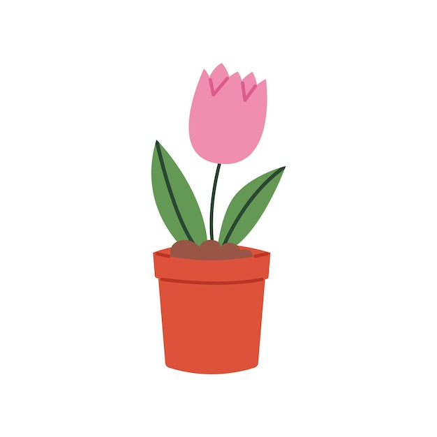 Vector tulipán en una olla