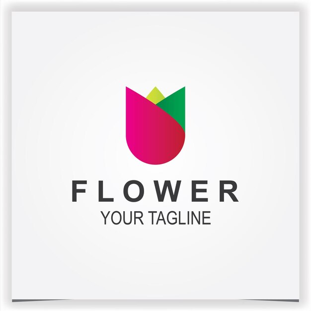 Tulipán rosa flor logo premium elegante plantilla vector eps 10